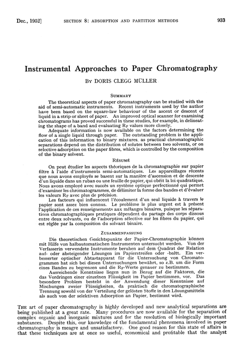 Instrumental approaches to paper chromatography