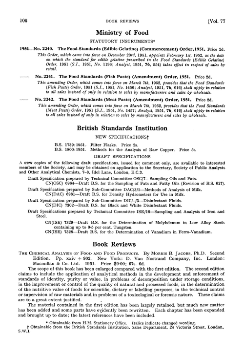 Ministry of Food.—statutory instruments