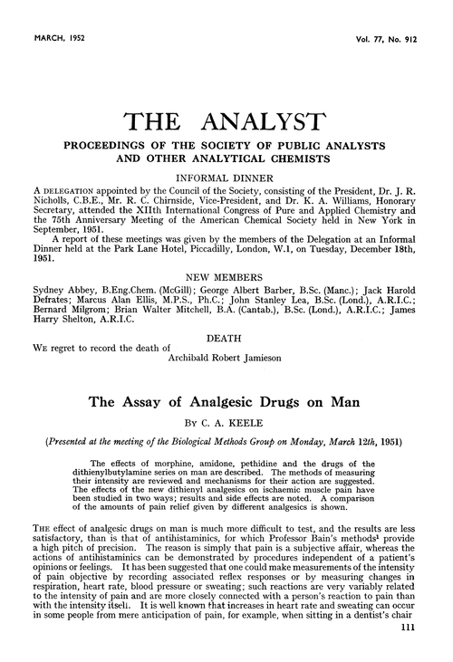 Proceedings of the Society of Public Analysts and other Analytical Chemists