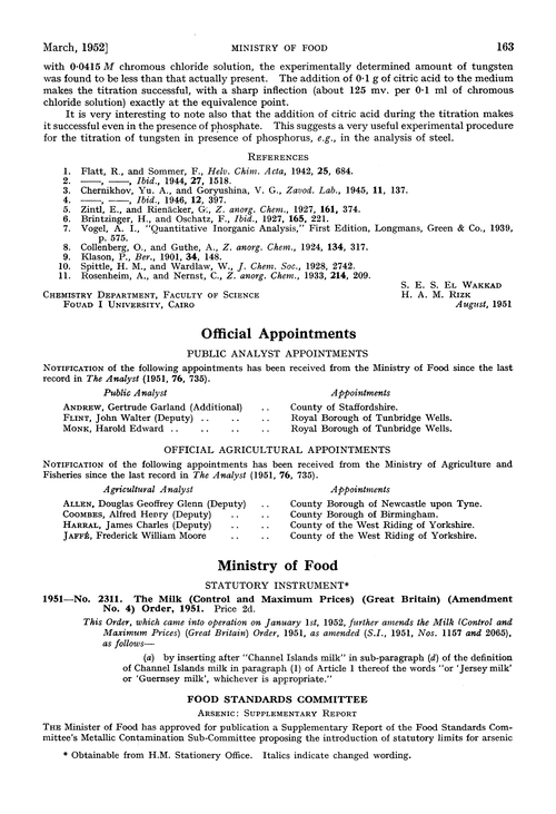 Official appointments