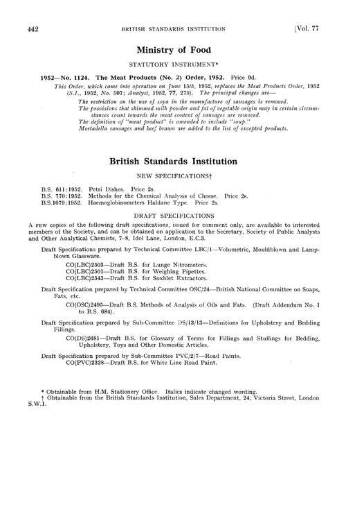 Ministry of Food.—statutory instrument