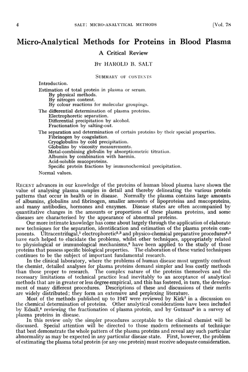 Micro-analytical methods for proteins in blood plasma. A critical review
