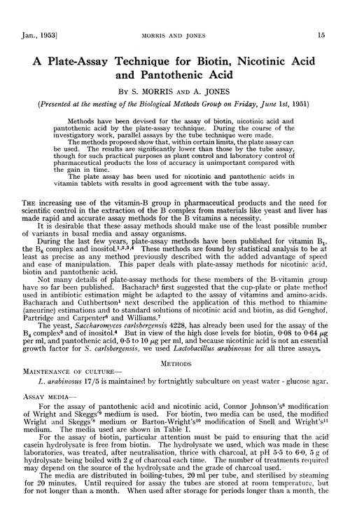 A plate-assay technique for biotin, nicotinic acid and pantothenic acid