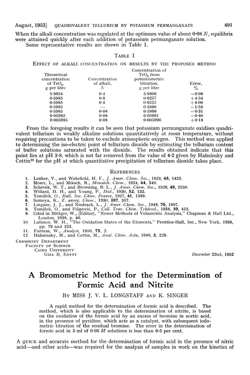 A bromometric method for the determination of formic acid and nitrite