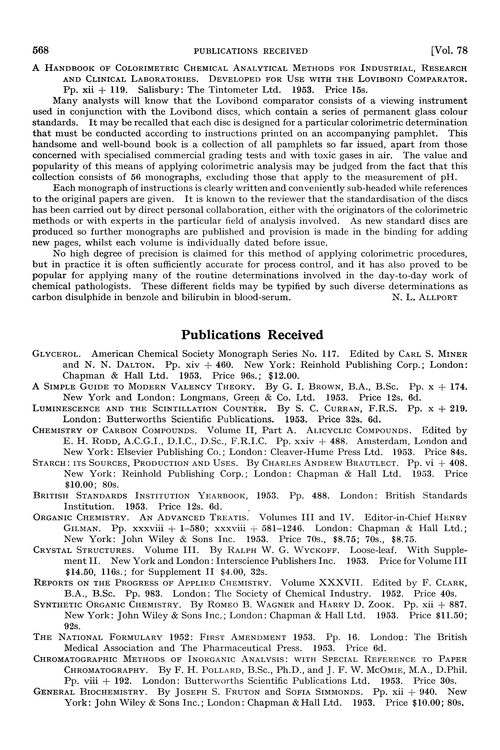 Publications received