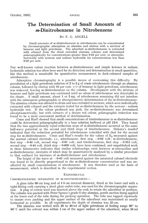 The determination of small amounts of m-dinitrobenzene in nitrobenzene