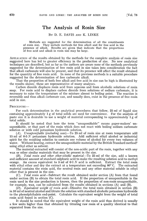 The analysis of rosin size