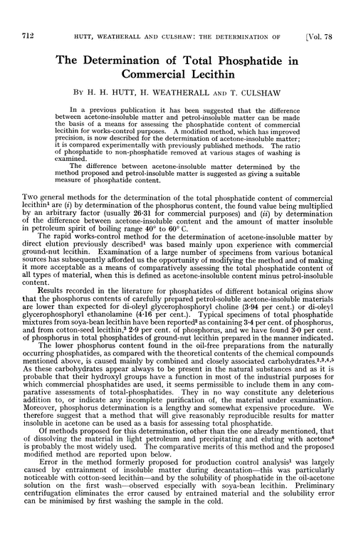 The determination of total phosphatide in commercial lecithin