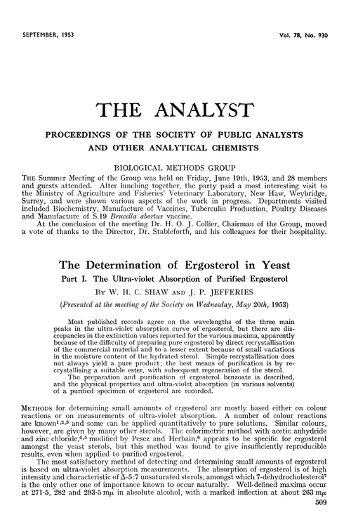 Proceedings of the Society of Public Analysts and other Analytical Chemists