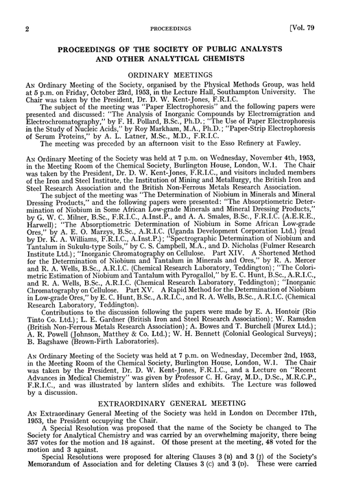 Proceedings of the Society of Public Analysts and other Analytical Chemists