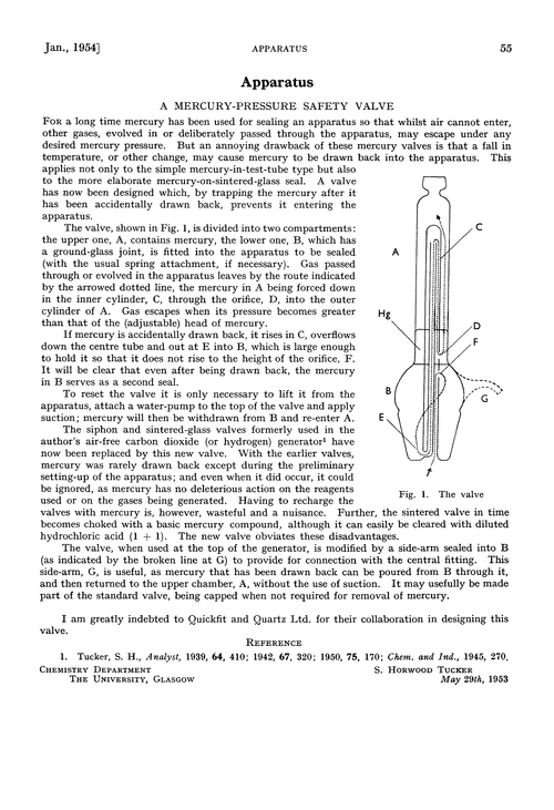 Apparatus. A mercury-pressure safety valve