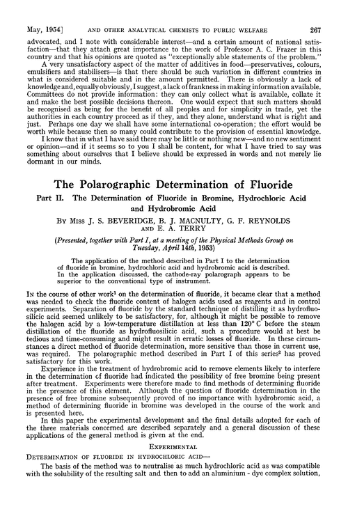 The polarographic determination of fluoride. Part II. The determination of fluoride in bromine, hydrochloric acid and hydrobromic acid