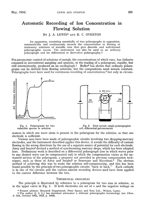 Automatic recording of ion concentration in flowing solution