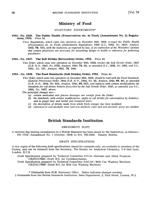 Ministry of Food.—Statutory instruments