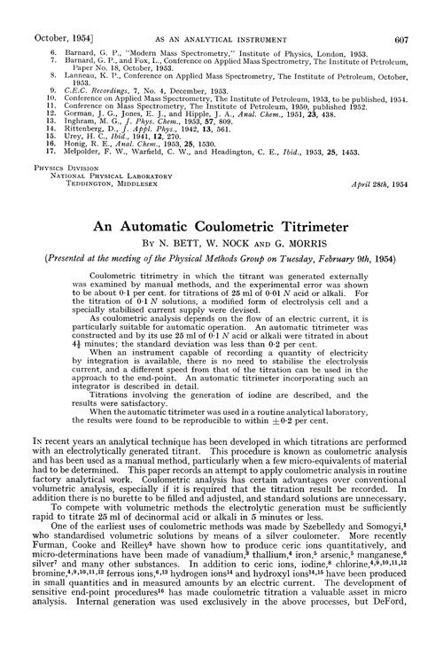 An automatic coulometric titrimeter