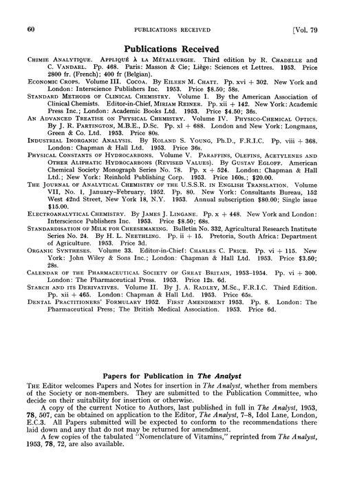 Papers for publication in The Analyst