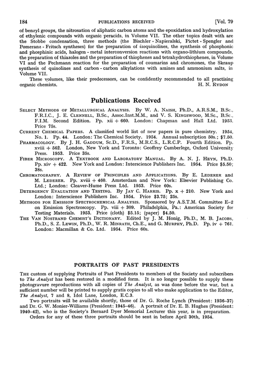 Publications received