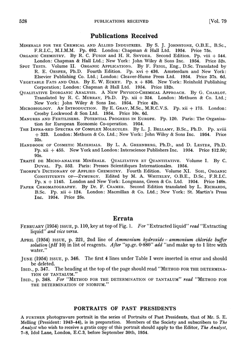 Publications received