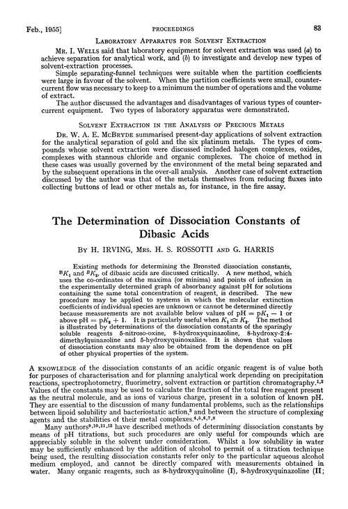 The determination of dissociation constants of dibasic acids