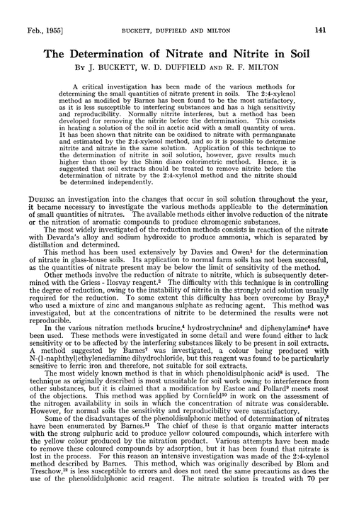 The determination of nitrate and nitrite in soil