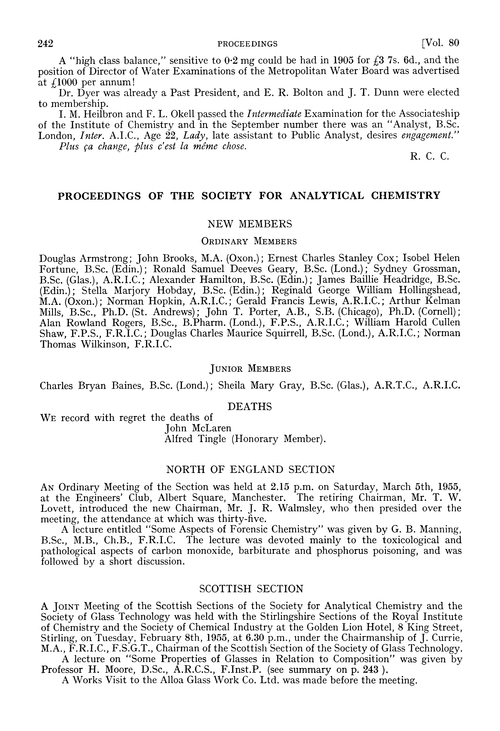 Proceedings of the Society for Analytical Chemistry