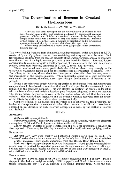 The determination of benzene in cracked hydrocarbons