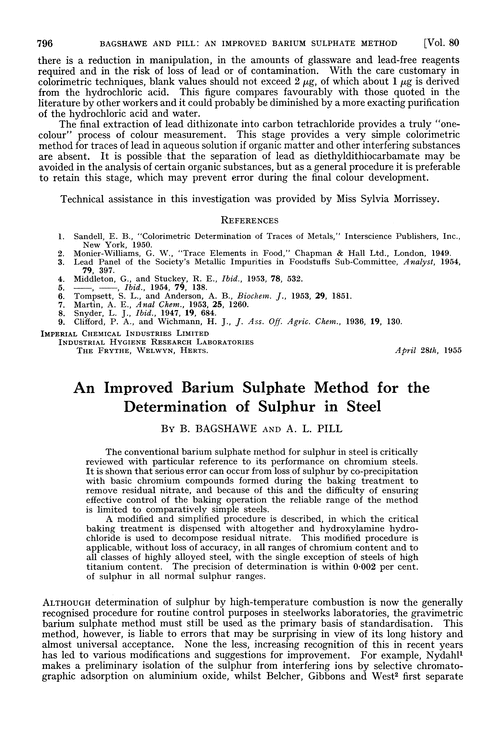An improved barium sulphate method for the determination of sulphur in steel