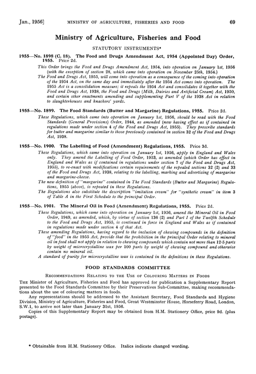 Ministry of Agriculture, Fisheries and Food. Statutory instruments
