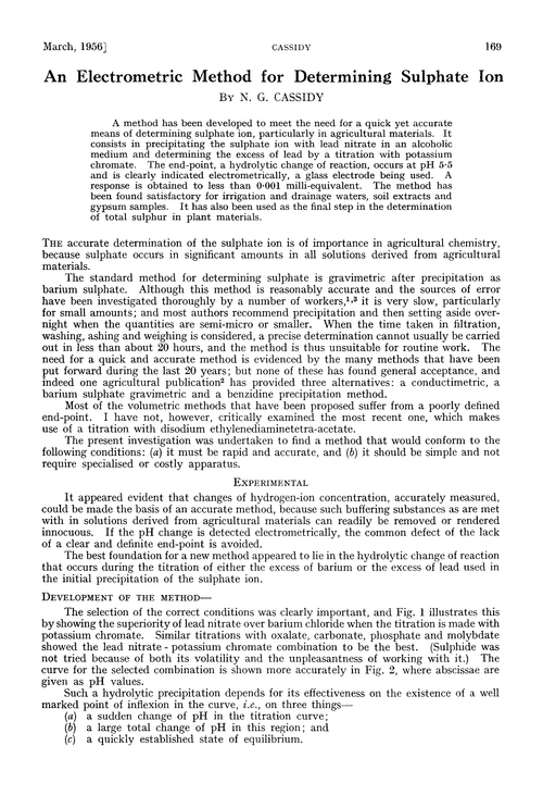 An electrometric method for determining sulphate ion