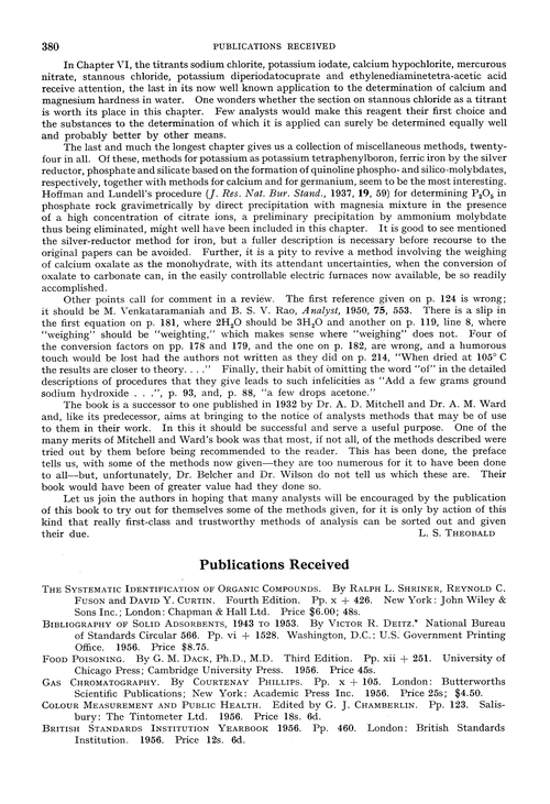 Publications received