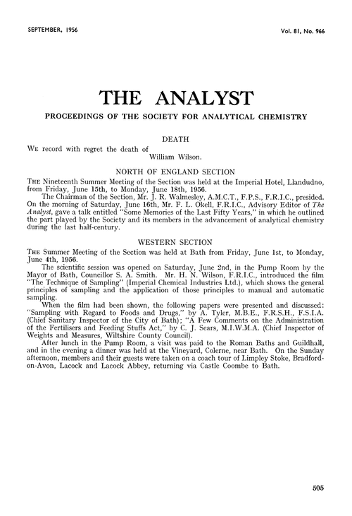 Proceedings of the Society for Analytical Chemistry