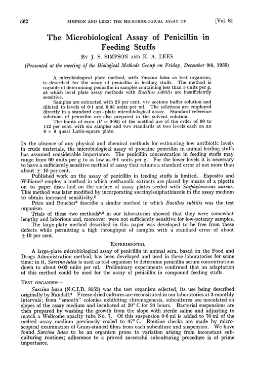 The microbiological assay of penicillin in feeding stuffs