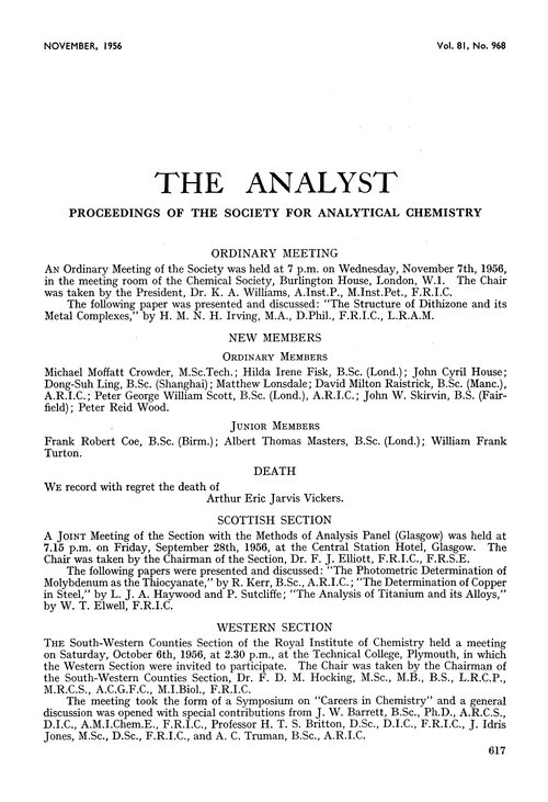 Proceedings of the Society for Analytical Chemistry