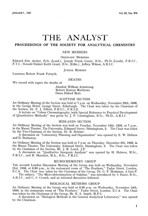 Proceedings of the Society for Analytical Chemistry