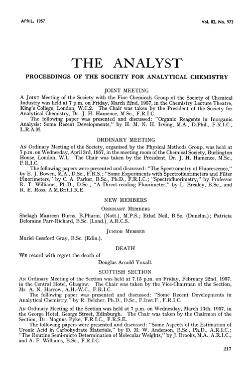 Proceedings of the Society for Analytical Chemistry