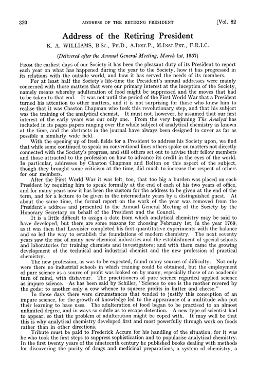 Address of the Retiring President