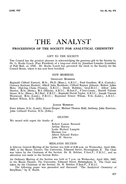 Proceedings of the Society for Analytical Chemistry