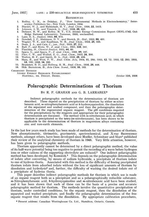 Polarographic determinations of thorium