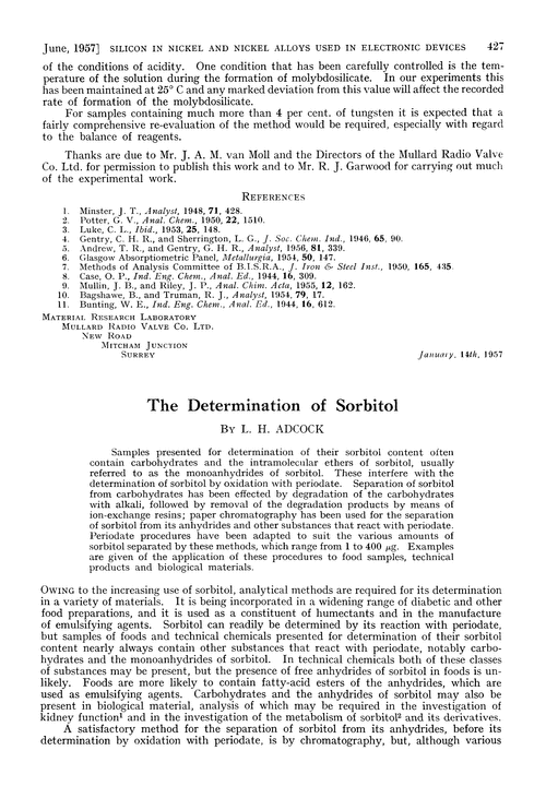 The determination of sorbitol