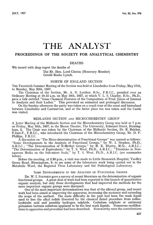 Proceedings of the Society for Analytical Chemistry
