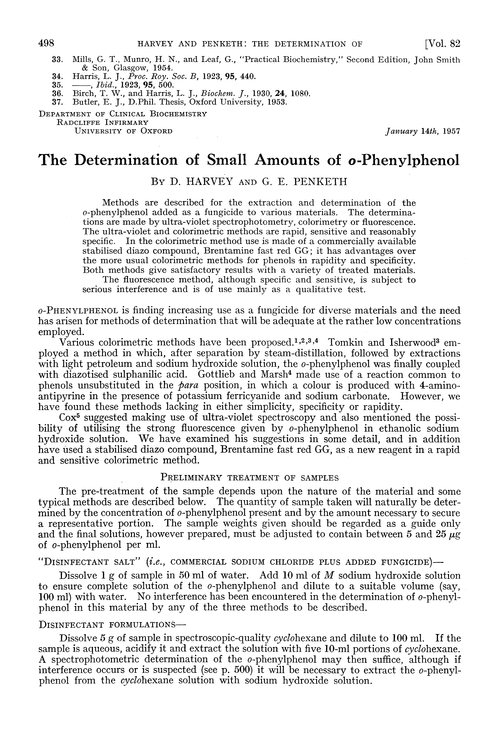 The determination of small amounts of o-phenylphenol
