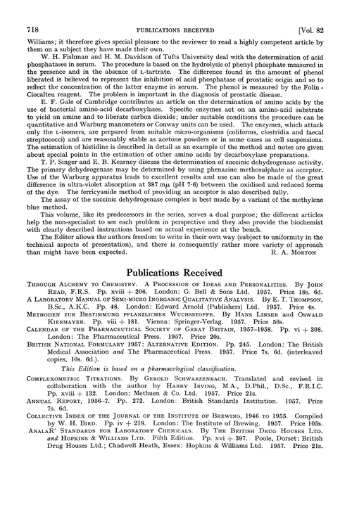 Publications received