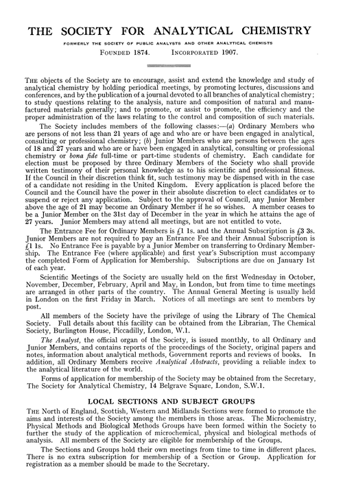 The Society for Analytical Chemistry