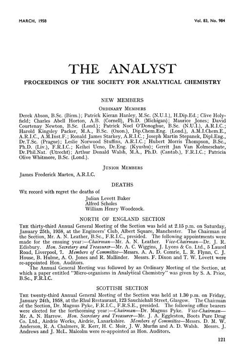 Proceedings of the Society for Analytical Chemistry