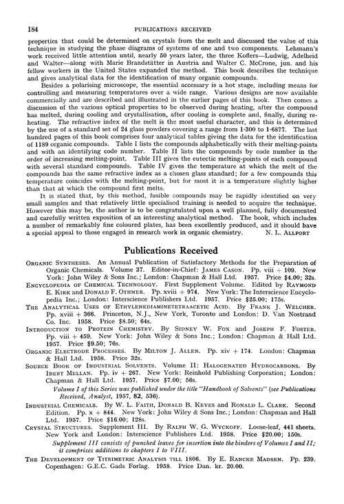 Publications received