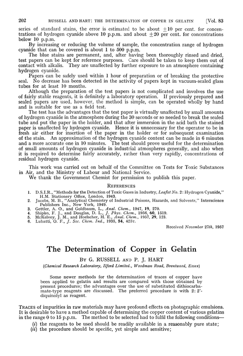 The determination of copper in gelatin