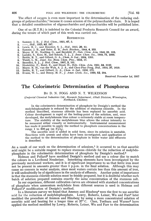 The colorimetric determination of phosphorus