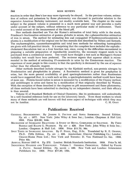 Publications received