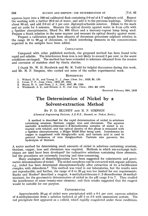 The determination of nickel by a solvent-extraction method