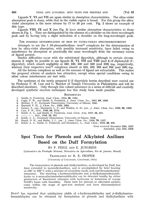 Spot tests for phenols and alkylated anilines based on the Duff formylation